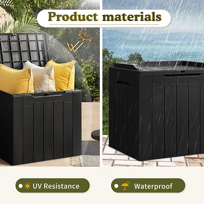 Devoko 31 Gallon Waterproof Outdoor Storage Box Resin Deck Box Lockable and UV - Image 4