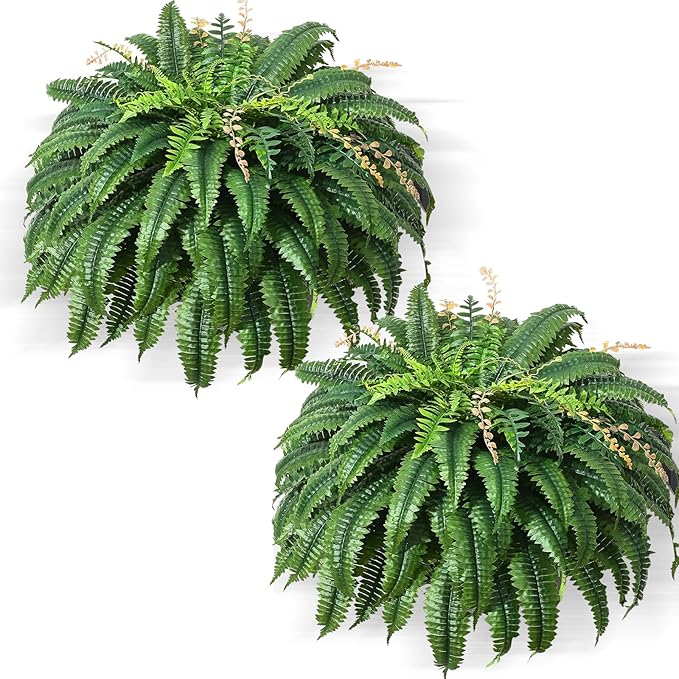 49” Artificial Ferns for Outdoors Planter, 128 Leaves per Fern, Large Lush Fake - Image 9