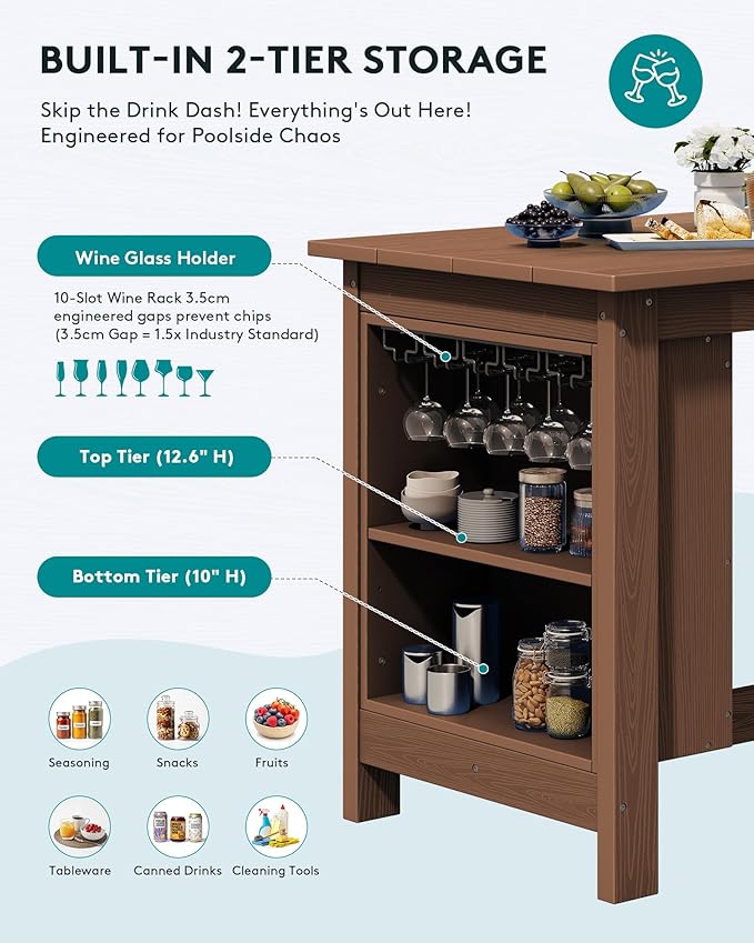SERWALL 8-Piece HDPE Counter Height Dining Table Sets - Image 4