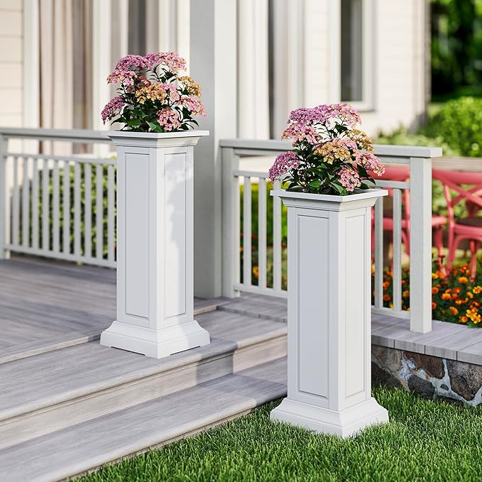 36in Tall Resin Planter Set of 2, Large Outdoor Planter - Image 2