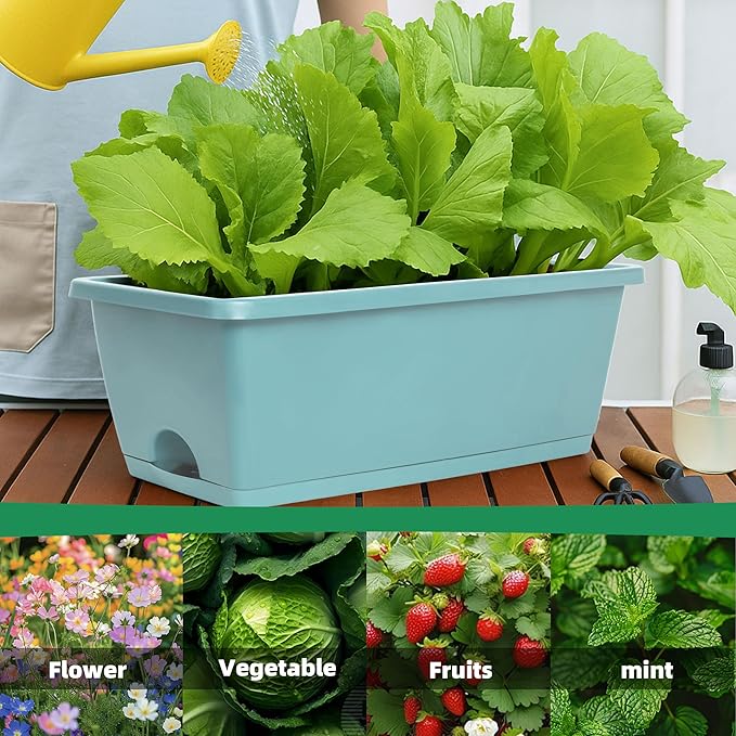 Window Box Planter, 12 Pack Plastic Vegetable Flower Planters Boxes 17 Inches - Image 2