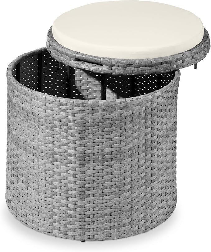 Best Choice Products Round Wicker Ottoman, Additional Seating, Side Table by BestChoiceProducts