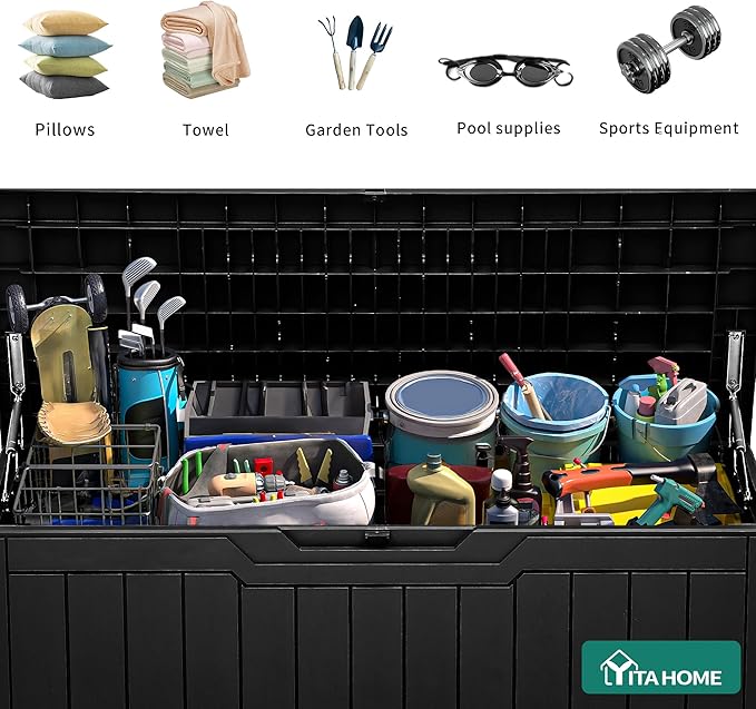 YITAHOME 80 Gallon Outdoor Storage Box, Large Water Resistant Resin Deck Box - Image 4