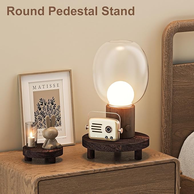 3 Pcs Wood Plant Stand Indoor Outdoor, Round Wood Riser - Image 6