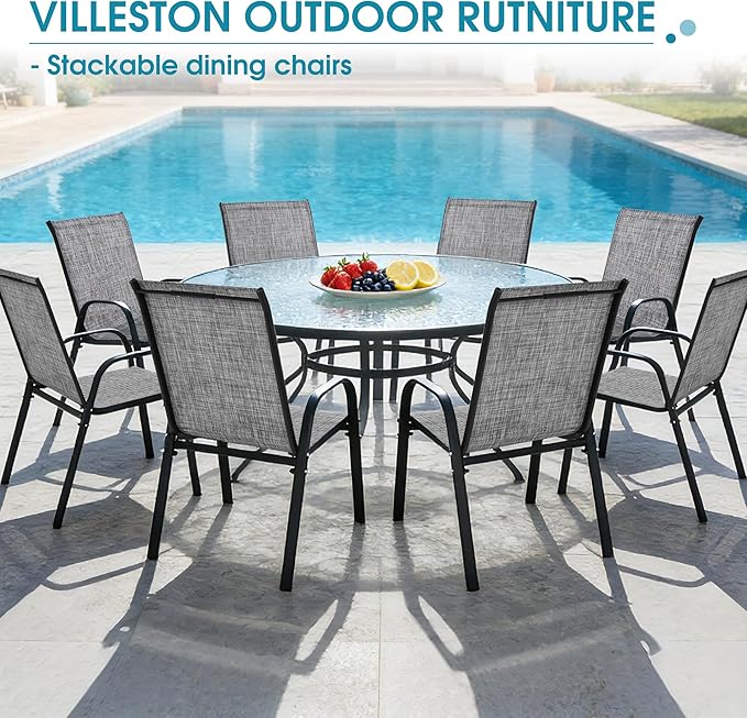Outdoor Stackable Chairs Set of 8, Stacking Patio Chairs - Image 7