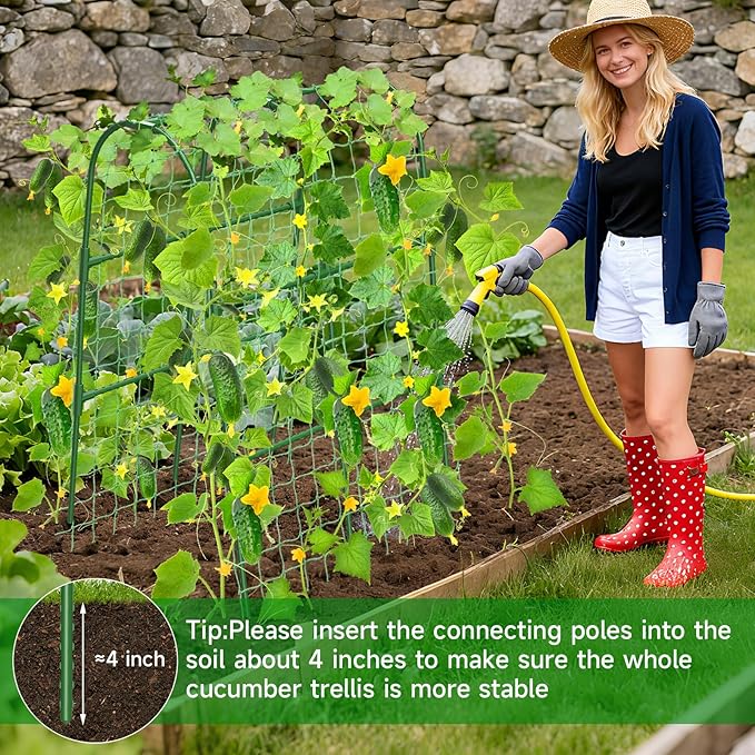 Cucumber Trellis for Raised Bed, U-Shape Garden Trellis for Climbing Plants - Image 9