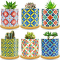 6 Pack Succulent Pots with Drainage Hole, 3 inch Ceramic Succulent Planter with by Ascrafter