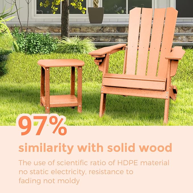 Adirondack Square Outdoor Side Table, 2-Tier Storage Patio Side Table, HDPE End - Image 5