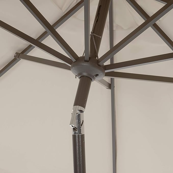 SAFAVIEH 9ft Outdoor Patio Umbrella, Auto Crank Tilt, UV Resistant - Image 4
