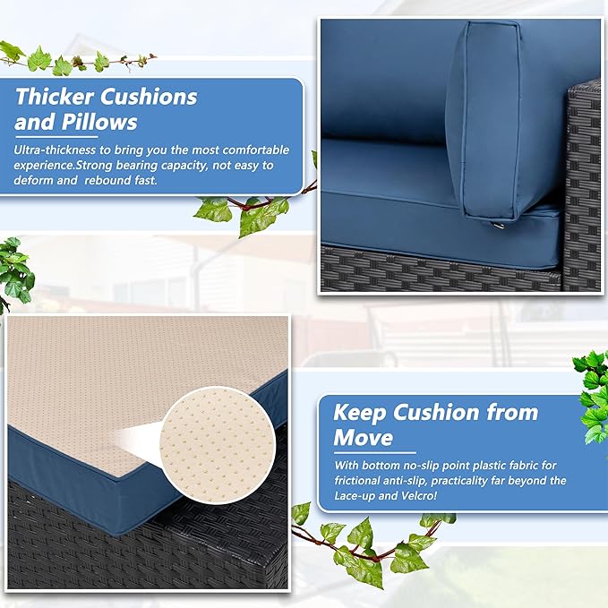 Shintenchi 5 Pieces Outdoor Patio Sectional Sofa Couch, PE Wicker Furniture Sets - Image 5