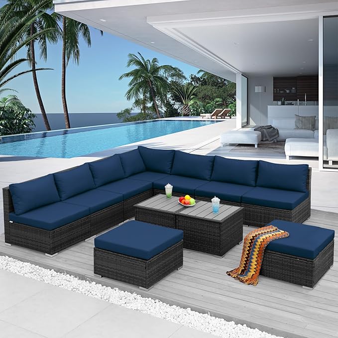 NICESOUL 11 Piece High-End Outdoor Furniture Set, 29.3'' High Back XL Big Size by NICESOUL