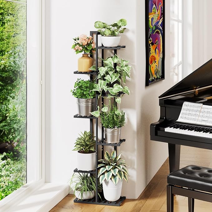 ROSSNY 55 Inch Tall Plant Stand Indoor, 7 Tier 8 Potted Bamboo Plant Stands - Image 5