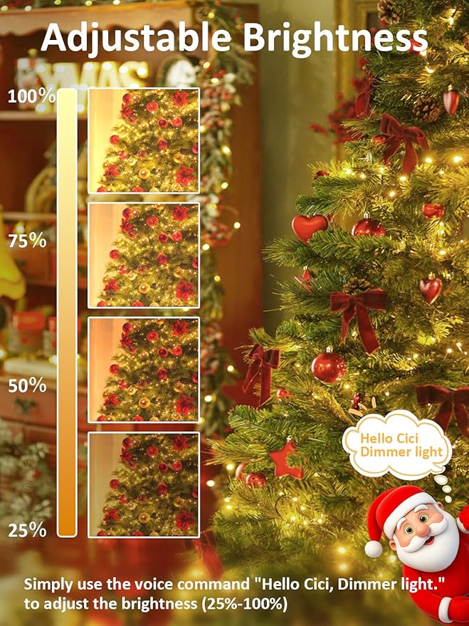 Smart String Lights With Voice Control Indoor Outdoor, Dimmable 12Modes Twinkle - Image 4