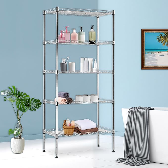 BestOffice | 5-Tier Wire Storage Shelves | 22x12x48 | Chrome | - Image 2