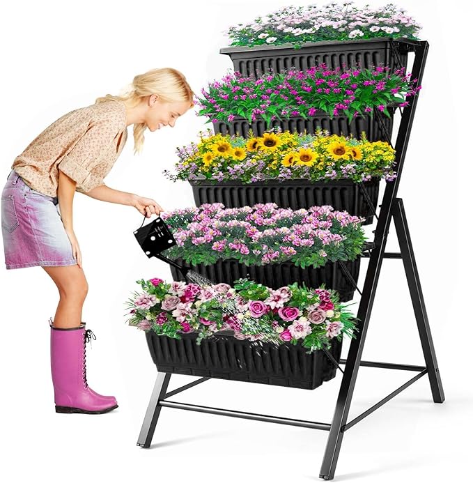 Homdox 3.74FT Vertical Garden Bed, 5 Tiers Vertical Raised Garden Planter by HOMDOX
