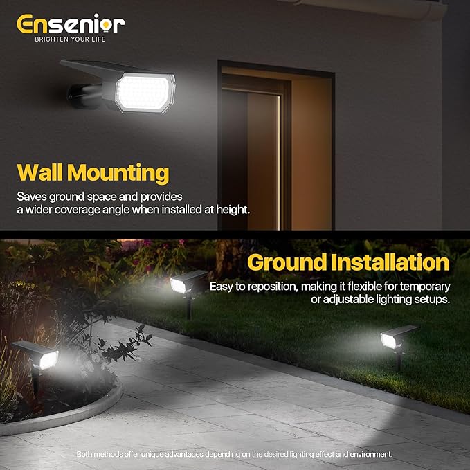 Ensenior Solar Spotlights Outdoor, 56 LEDs Brightness Adjustable 6500K LED - Image 6