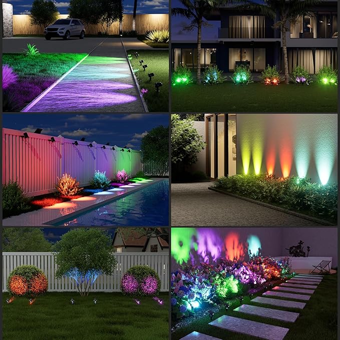 T-SUN Solar Spotlights, 2-in-1 RGB Solar Landscape Spotlights Outdoor Waterproof - Image 2
