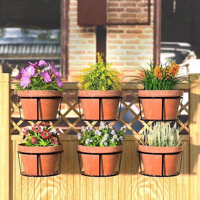 CADANI Iron Hanging Plant Holder Over The Rail Metal Fence Planters, Hanging - Image 4