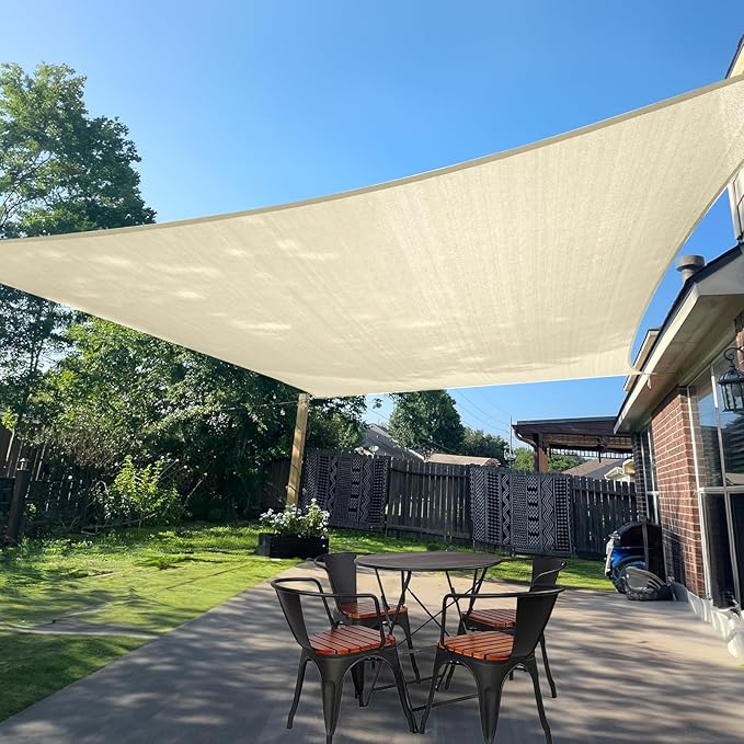 SUNLAX Sun Shade Sail 12' x 19' Butter Cream Rectangle Canopy Sail Shade Cover by SUNLAX