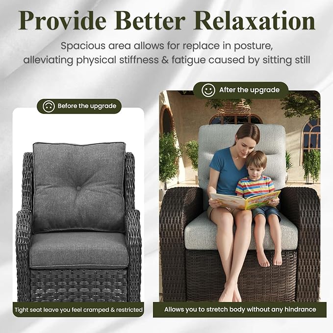 LayinSun Oversized Wicker Outdoor Swivel Glider Recliner - Image 6