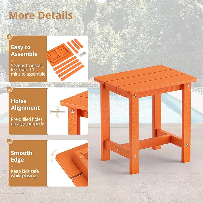 LUE BONA Outdoor Side Table, HDPS Small Outdoor Table, Adirondack Side Table - Image 7