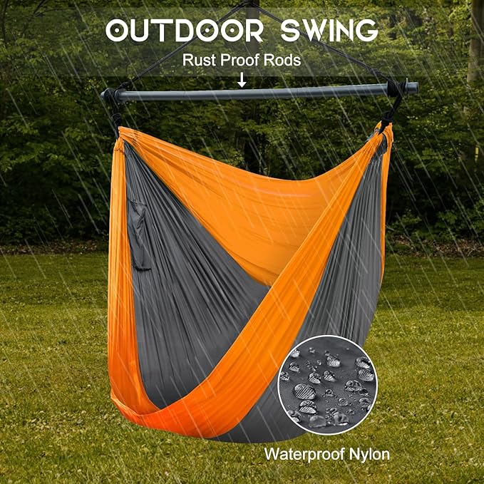 Hammock Chair, Portable Large Hanging Rope Swing, Lightweight Nylon Parachute - Image 3