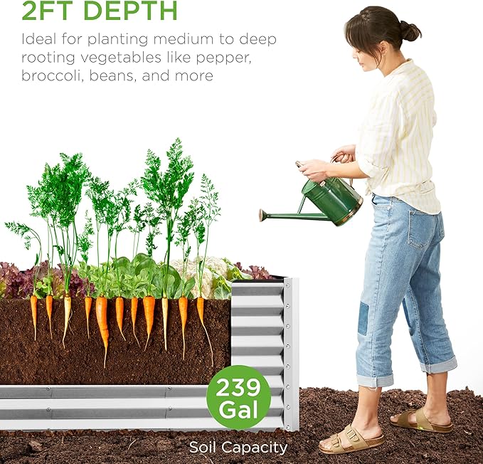 Best Choice Products 8x2x2ft Raised Outdoor Metal Garden Bed, Deep Root Box - Image 4