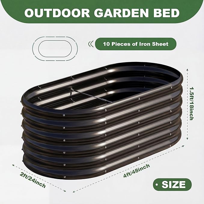 AHEONLAR 3 Pack 4×2×1.5ft Galvanized Raised Garden Beds Outdoor, Sturdy Planter - Image 3