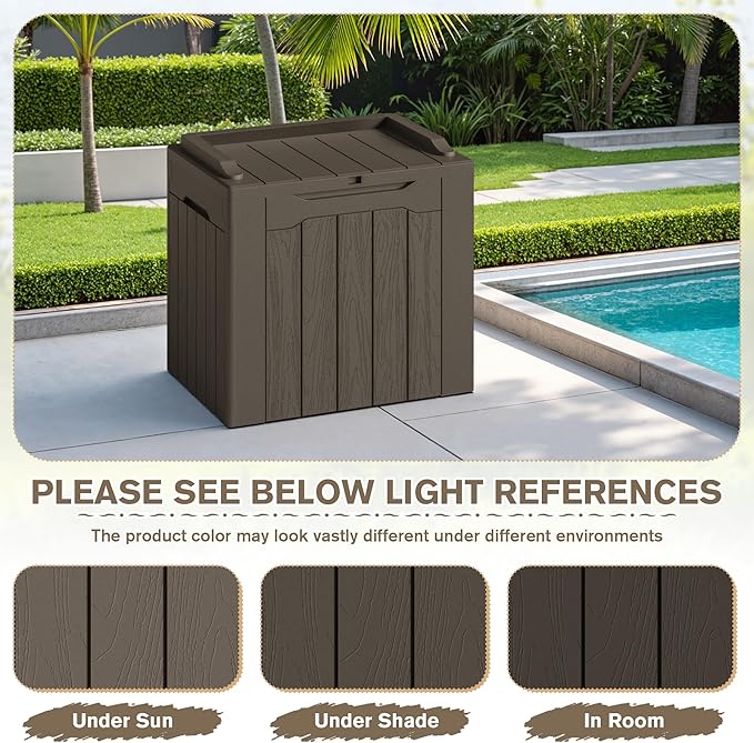 JUMMICO 31 Gallon Resin Deck Box Waterproof Indoor Outdoor Storage Boxes - Image 3