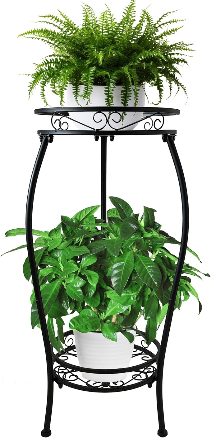 CASIMR 2 Tier Plant Stand Indoor Outdoor, 26.6" Tall Metal Potted Holder Rack by CASIMR