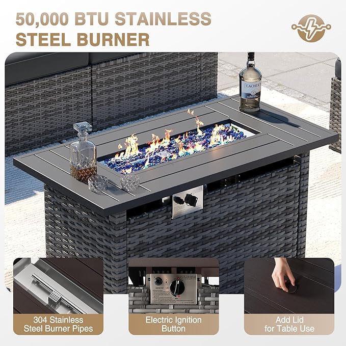Aoxun Patio Furniture Sets, 12-Piece Outdoor Patio Furniture - Image 3