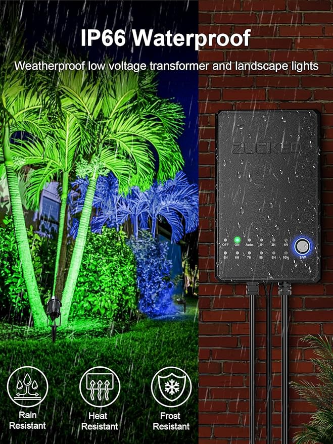 ZUCKEO All-in-One RGBW Landscape Lighting Kit, 5W Color Changing Low Voltage - Image 3