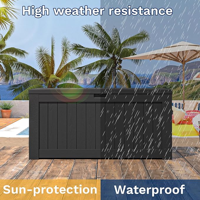 Patiowell 120 Gallon Large Deck Box, Outdoor Lockable Storage Box - Image 4