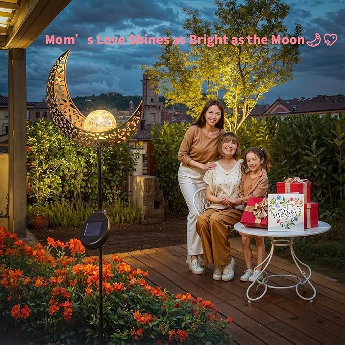TAKE ME Moon Solar Lights for Women Garden Outdoor Decor Waterproof Metal Solar - Image 2