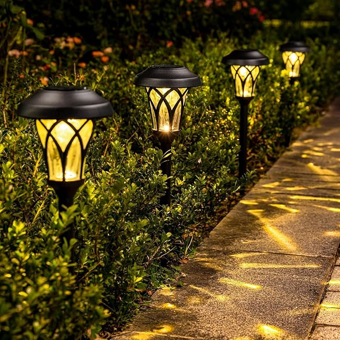 GIGALUMI 6 Pack Solar Pathway Lights Outdoor, Metal Glass & ABS Solar Landscape - Image 6