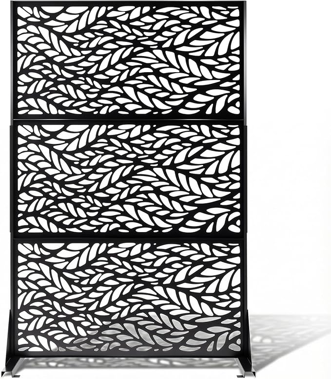 VINGLI Privacy Fence Panels, 72H’’ x 47W’’ Metal Privacy Screen Freestanding by VINGLI