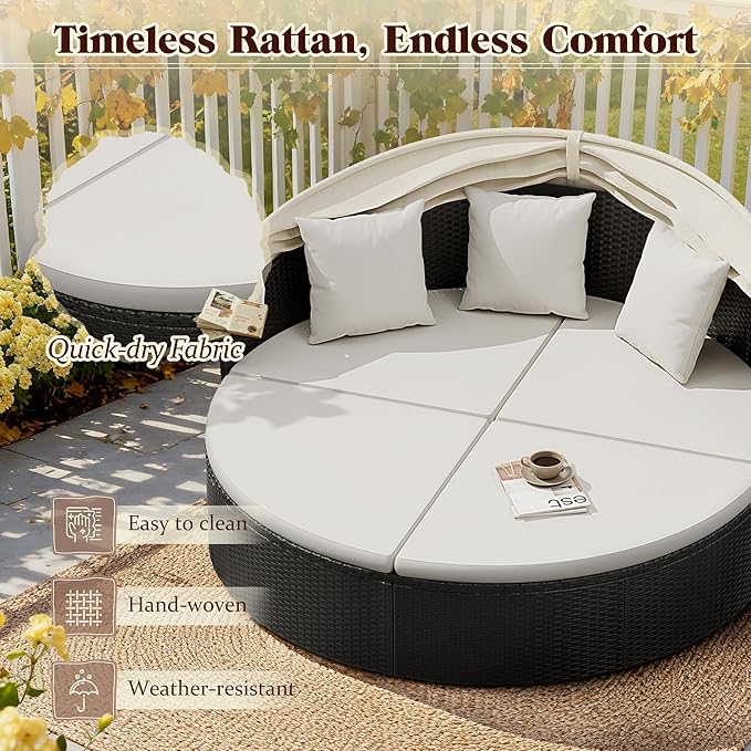Devoko Patio Furniture Outdoor Round Daybed - Image 5