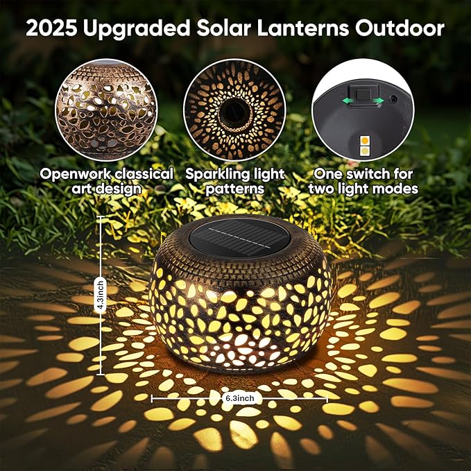 Solar Lantern Outdoor Patio Decor: 4 Pack Solar Lanterns Outdoor Waterproof - Image 4