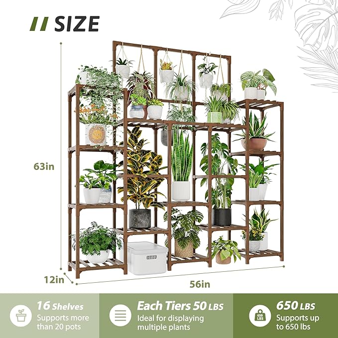 Plant Stand Indoor Outdoor 63" Tall Plant Shelf - Image 5