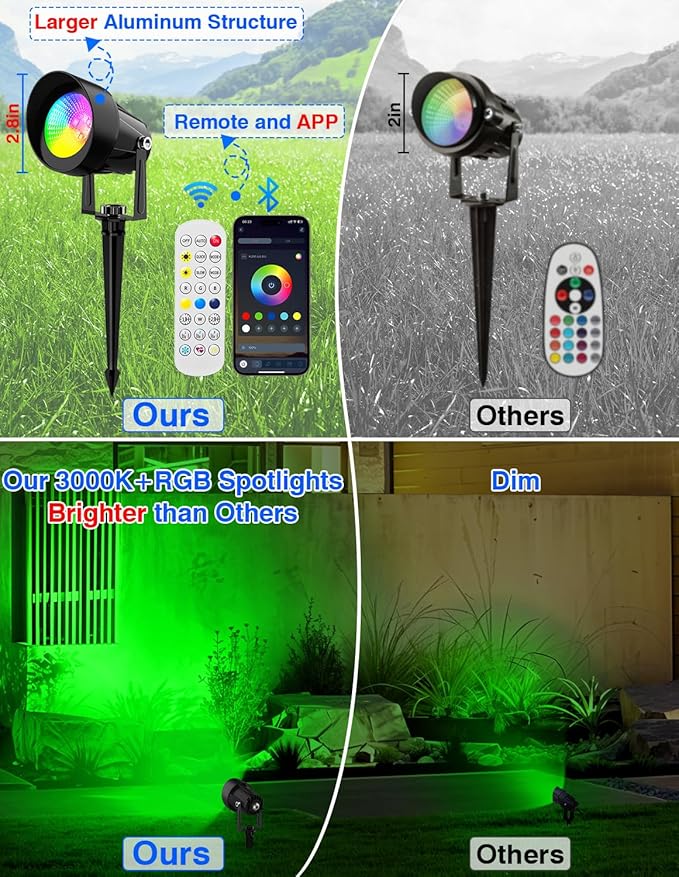 Spot Lights Outdoor, Smart RGBW LED Color Changing Landscape Lighting - Image 9