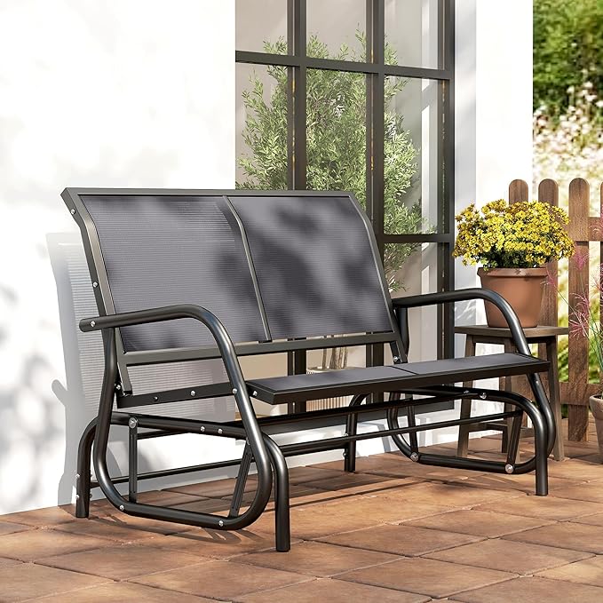 Outsunny 2-Person Outdoor Glider Bench, Patio Double Swing Rocking Chair - Image 9
