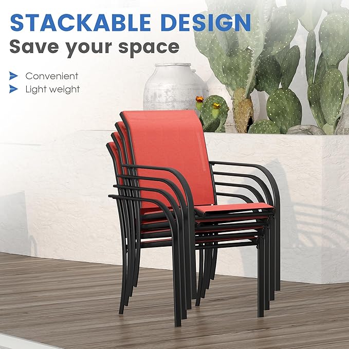 VICLLAX Patio Dining Set for 6, Outdoor Furniture Set Includes 63" Rectangle - Image 5
