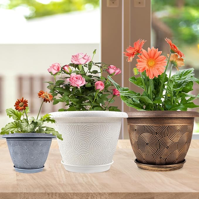 16 Inch Large Planter Pot for Plants Indoor Outdoor, 4 Pack Plastic Flower Pots - Image 2