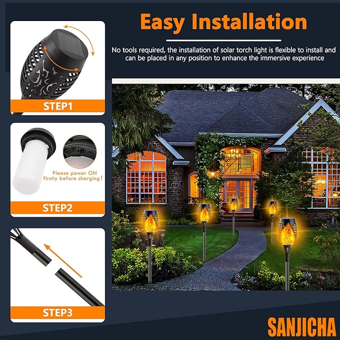 10Pack Solar Lights Outdoor, Mini Solar Torch Lights - Image 3