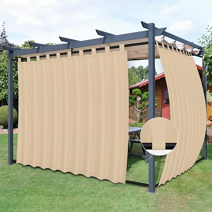 Easy-Going Outdoor Patio Curtains Detachable Tab Top Windproof Weatherproof by Easy-Going