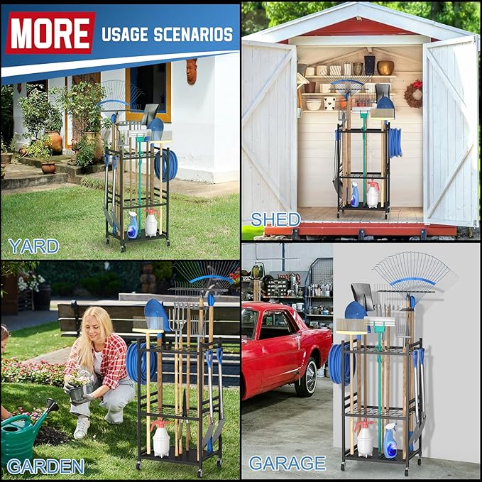 Garden Organizer With Wheels, Yard Tower Rack - Image 7