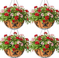12 inch Metal Hanging Baskets For Plants Outdoor 4 Pack Round Metal Wire by JFFLYIT