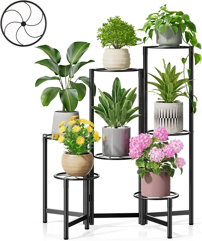 Corner Shelf Patio 7 Tier Metal Plant Stand Indoor Outdoor Tall Metal Flower by Unknown