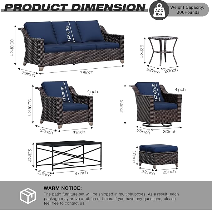 Joyside Wicker Patio Furniture Sets, 8 Pieces Upgraded Large Size Outdoor - Image 2