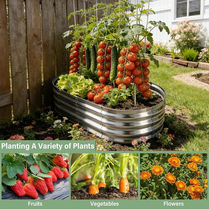 TATAANTY Raised Garden Bed for Outdoor: 4x2x1ft Durable Metal Vegetable Plant - Image 6